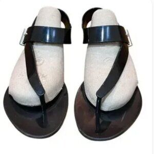 Melissa Jason Wu Black Flip Flips Sandals Rubber Jelly Charlotte Asymmetrical